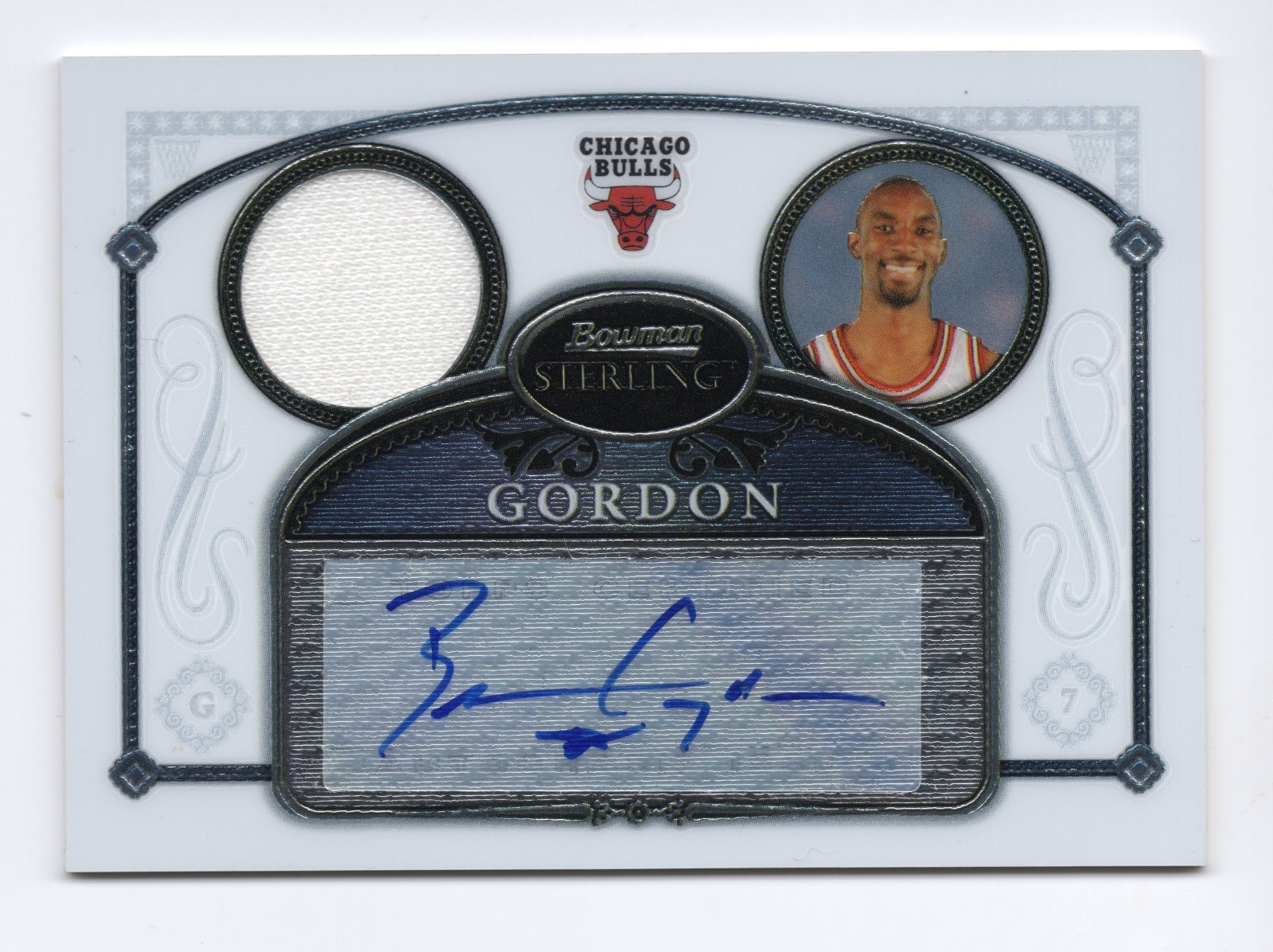2006-07 Bowman Sterling Ben Gordon Auto & Game Used Relic Signed Bulls (AU, MEM)