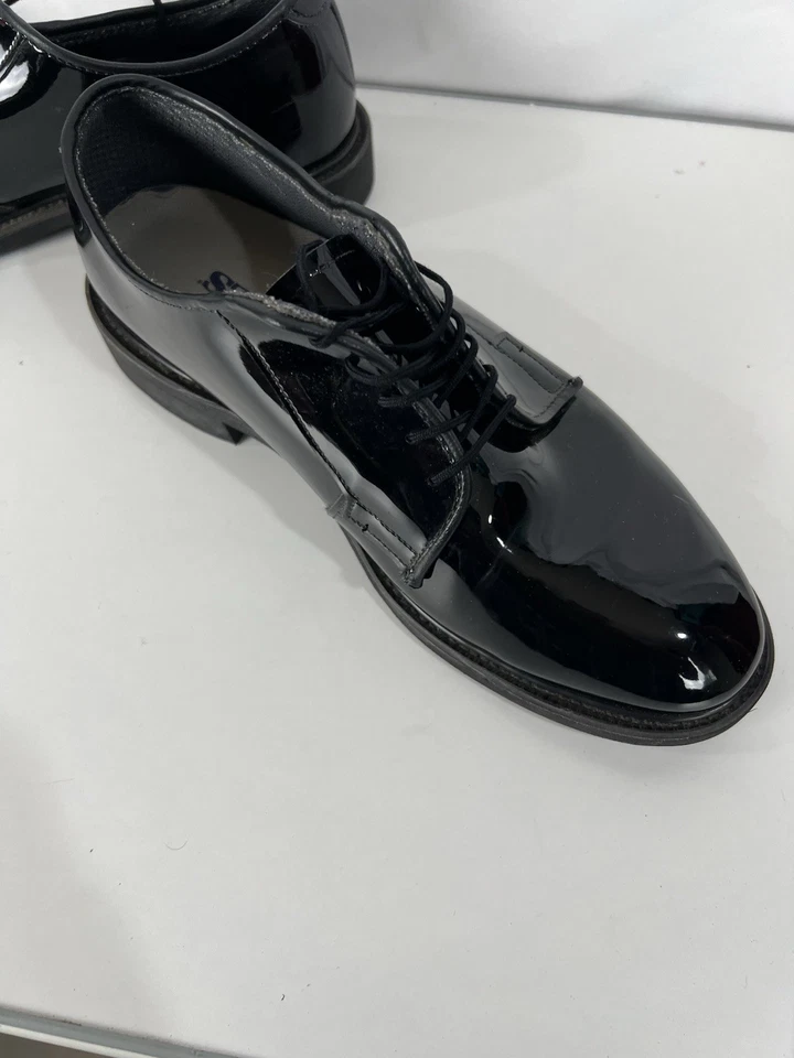 Zapatos Bates Para Hombre Talla 8.5 E Alto Brillo Negro Charol Con Cordones (12-D-1017) Foto 3 de 4