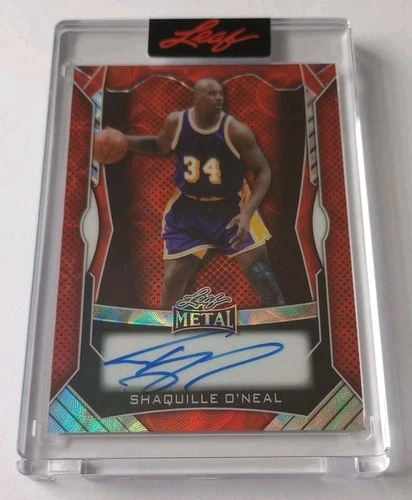 Shaquille O'Neal 2025 Leaf Authentics Red Kaleidoscope On-Card Auto 9/10 Lakers