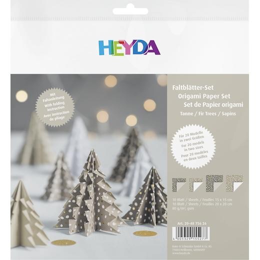 Heyda 3D Fir Trees Origami Paper Folding Set - Stone