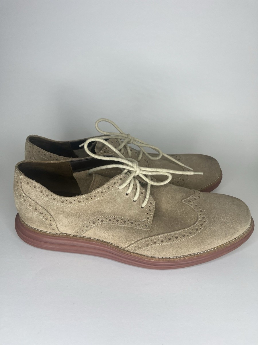Cole Haan Mens 10 Brown Suede Wingtip Dress Shoes With Red Soles & Lace-Up Closu Cole Haan Dress shoe Mens Sz 10 Brown Leather Suede Wingtip  main image 4