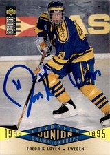 Fredrik Loven 1995-96 Collector's Choice Auto RC #351 Sweden