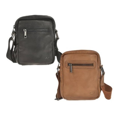 Umhängetasche Leder 19x22cm ''Leonardo'' Bear Design kleine Herrentasche