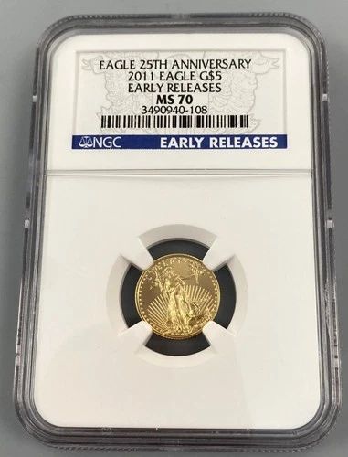 2011 US 1/10th ozt Gold BU $5 Eagle Coin NGC MS70 Early Release L23866