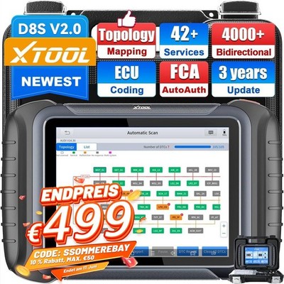 XTOOL D8S Profi KFZ OBD2 Diagnosegerät Scanner ALLE System ECU Codierung