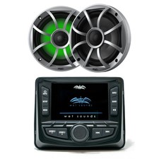 Wet Sounds WS-MC-2 Marine Radio 1 Pair RECON 6-S LED Speakers