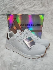 Skechers Juno Level Player White Rose Gold Womens Sneakers Size 9