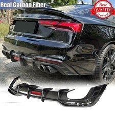 Labio difusor de parachoques trasero de carbono real para Audi A5 S-line S5 B9.5 2020-25 con luz