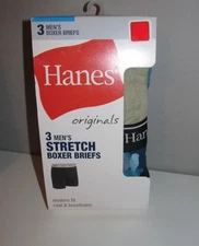 Mens Hanes Originals Stretch Boxer Briefs 3 PACK (Size 2XL) BRAND NEW W TAGS