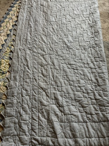 81"x81” Old VTG Handmade Hand Stitch Diamond Log Cabin Patchwork Quilt Beautiful - Picture 7 of 19