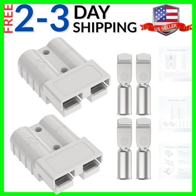 Anderson Connector 50A-600V with 6-12 Gauge, Gray 2PCS Battery Quick Connect/...