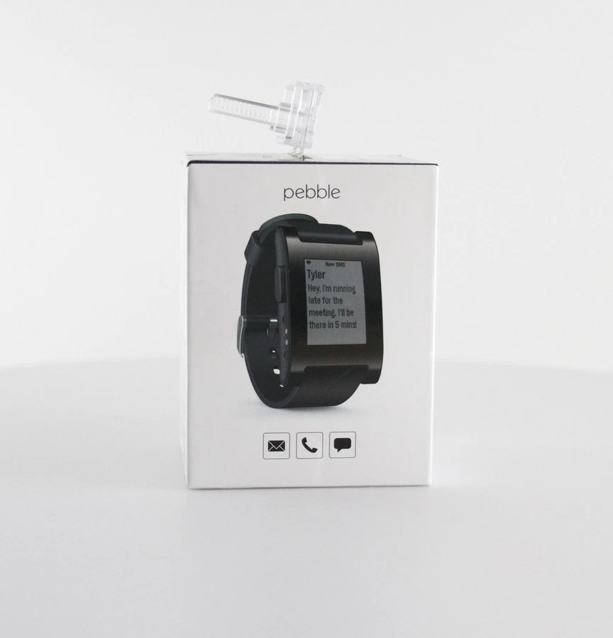 Boxed Pebble Smartwatch for iPhone iOS and Android OS - Jet Black (301BL) - Image 3 of 3