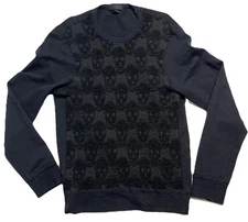 Alexander McQueen Skulls All Over Sweater Womens XL Italy Cotton Rayon Wool Silk