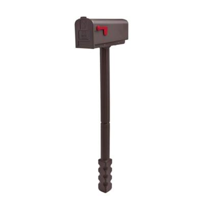 Mailbox Post Combo Brown Mocha Medium Capacity Rust-Proof Plastic In-Ground Post
