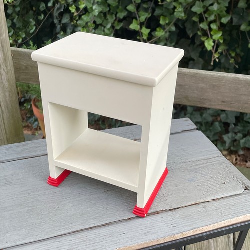 8" American Girl Doll Night Side Table White Red w Drawer - Picture 6 of 7