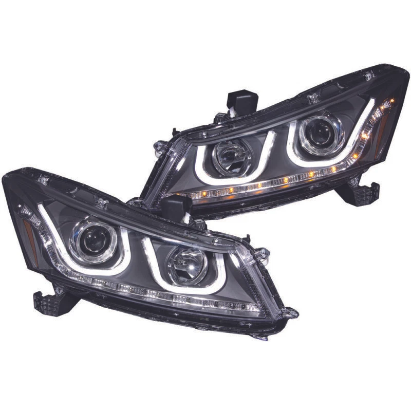 ANZO for 2008-2012 Honda Accord Projector Headlights w/ U-Bar Black Foto 2 de 4