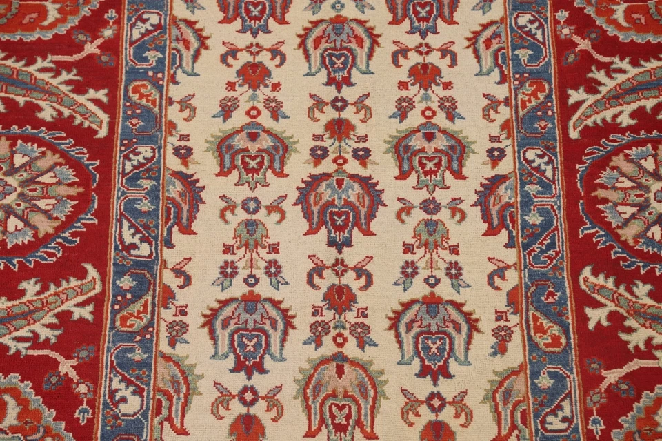 Ivory/ Red Floral Traditional Rug Hand-knotted 6x9 ft. Wool Living Room Carpet - Image 4 of 4
