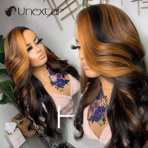 Highlight Gold 13x4 Lace Front Wig Pre Plucked Wavy Role Play Lace 4x4 Closed