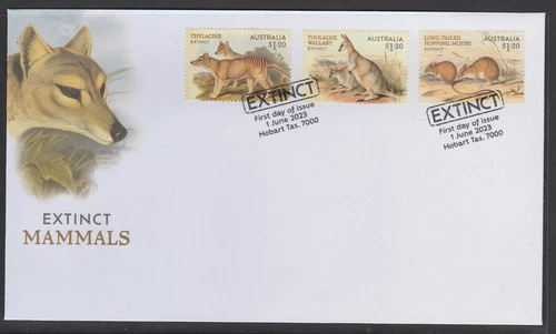 AUSTRALIA 2023 - EXTINCT MAMMALS design set of 3 VF Used on FDC  - in stock now