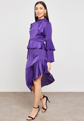 princess polly baby blue dress Duck Egg One Shoulder Ruched Asymmetrical Frill Midi Dress With Flower  AX  Paris