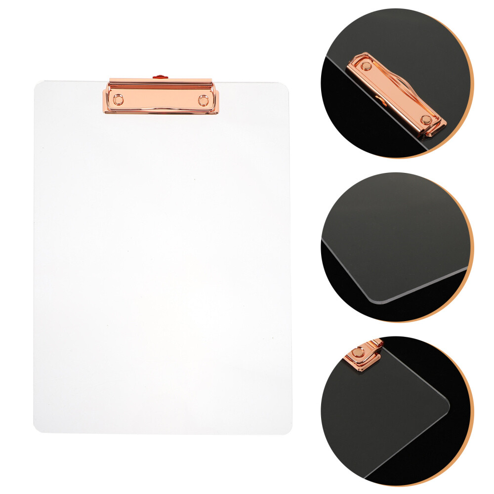 4 Pack Acrylic Iron Transparent Folder Student Clip Board Small