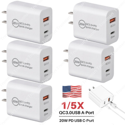 20W PD USB C Power Adapter QC 3.0 Fast Charger For iPhone 16 15 14 13 8 Samsung