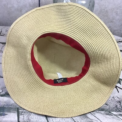 Magid Sun Hat Womens OSFA 100% Paper Wide Brim Floppy Beaded 