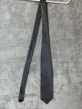 Satchi By Bruno Tie Navy Blue W/ Silver And Yellow Design 100% Silk Formal