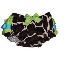 Mud Pie Girl 12/18 M Giraffe Print Bloomer With Green  Blue Ruffles  Bows 2457