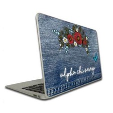 Alpha Chi Omega Vinyl Laptop Skin - Denim and Embroidery FREE SHIPPING