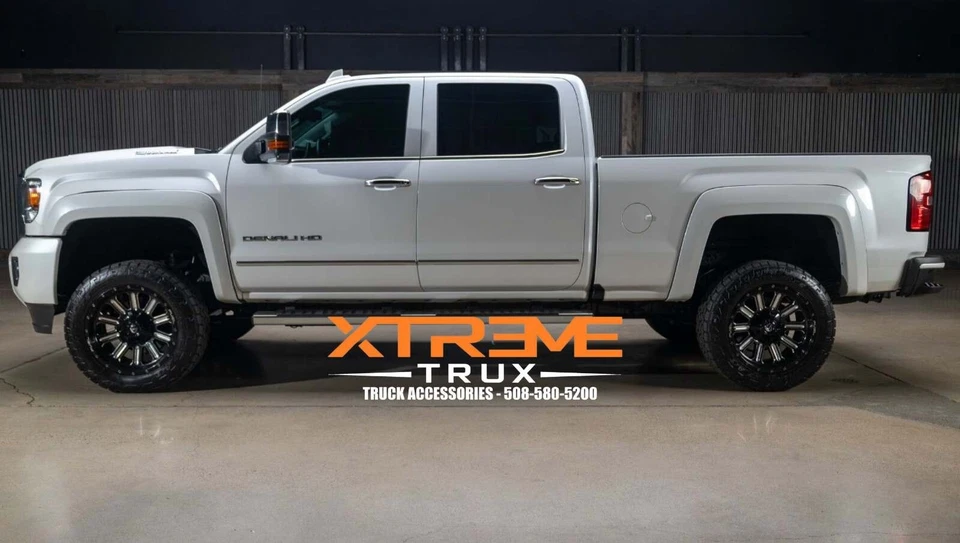 Juego de llamaradas de guardabarros extendidas negras lisas para GMC SIERRA 2500 3500 HD 2015-2019 Foto 2 de 4