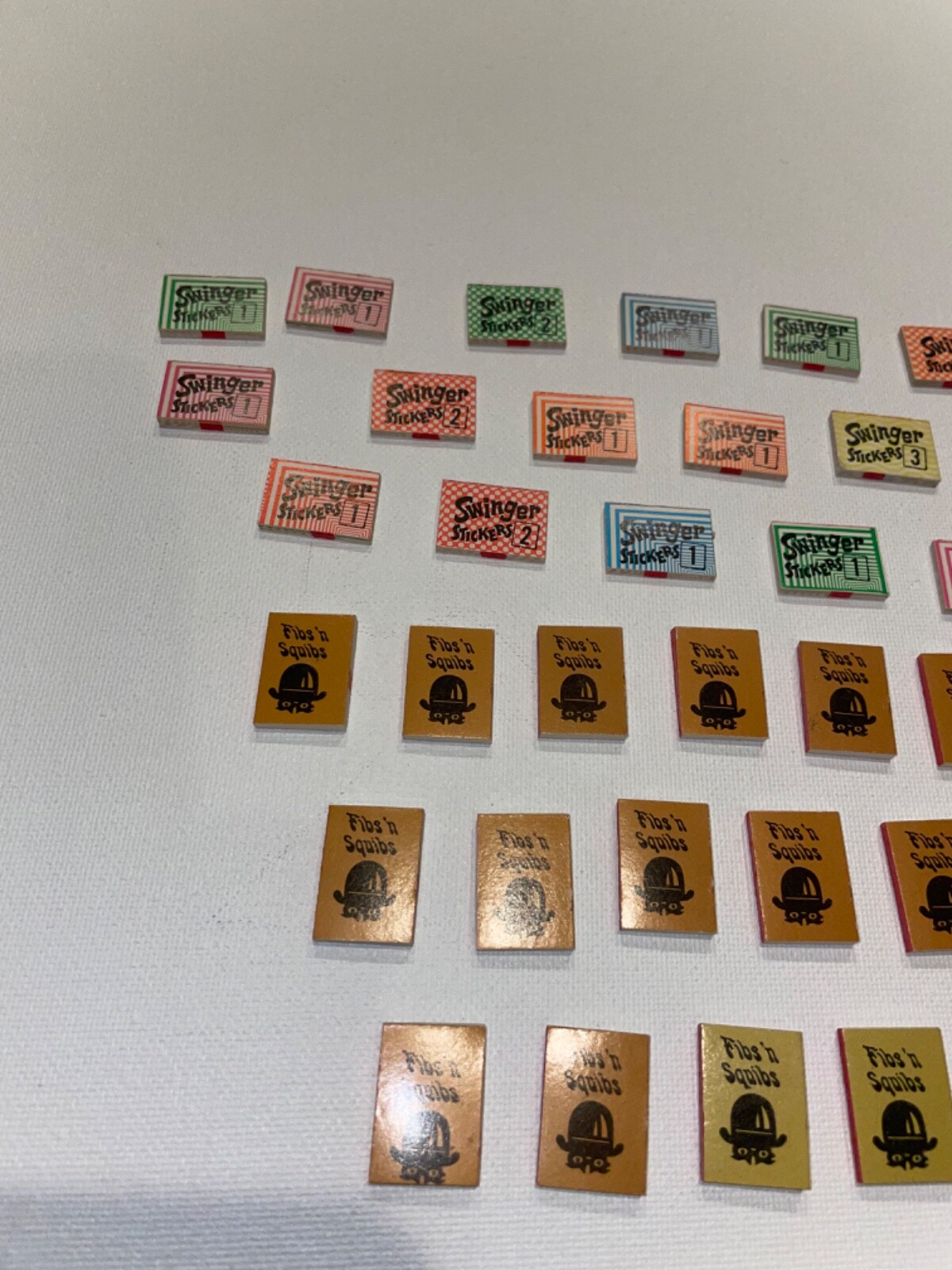 Lot of 81 VINTAGE MINI BOOKS Fibs n squibs & swinger stickers