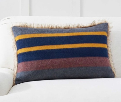 Pottery Barn X PENDLETON Yakima Stripe Pillow Cover 16 x 26 Reversible Faux Fur
