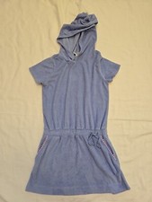 J.CREW Crewcuts Girl Size M Blue Towel Terry Swim Hoodie Cover Up Dress