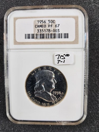 🌟 1956 Franklin Half-Dollar Silver NGC PF67 CAM Cameo TYPE-1 Coin Vintage NGC