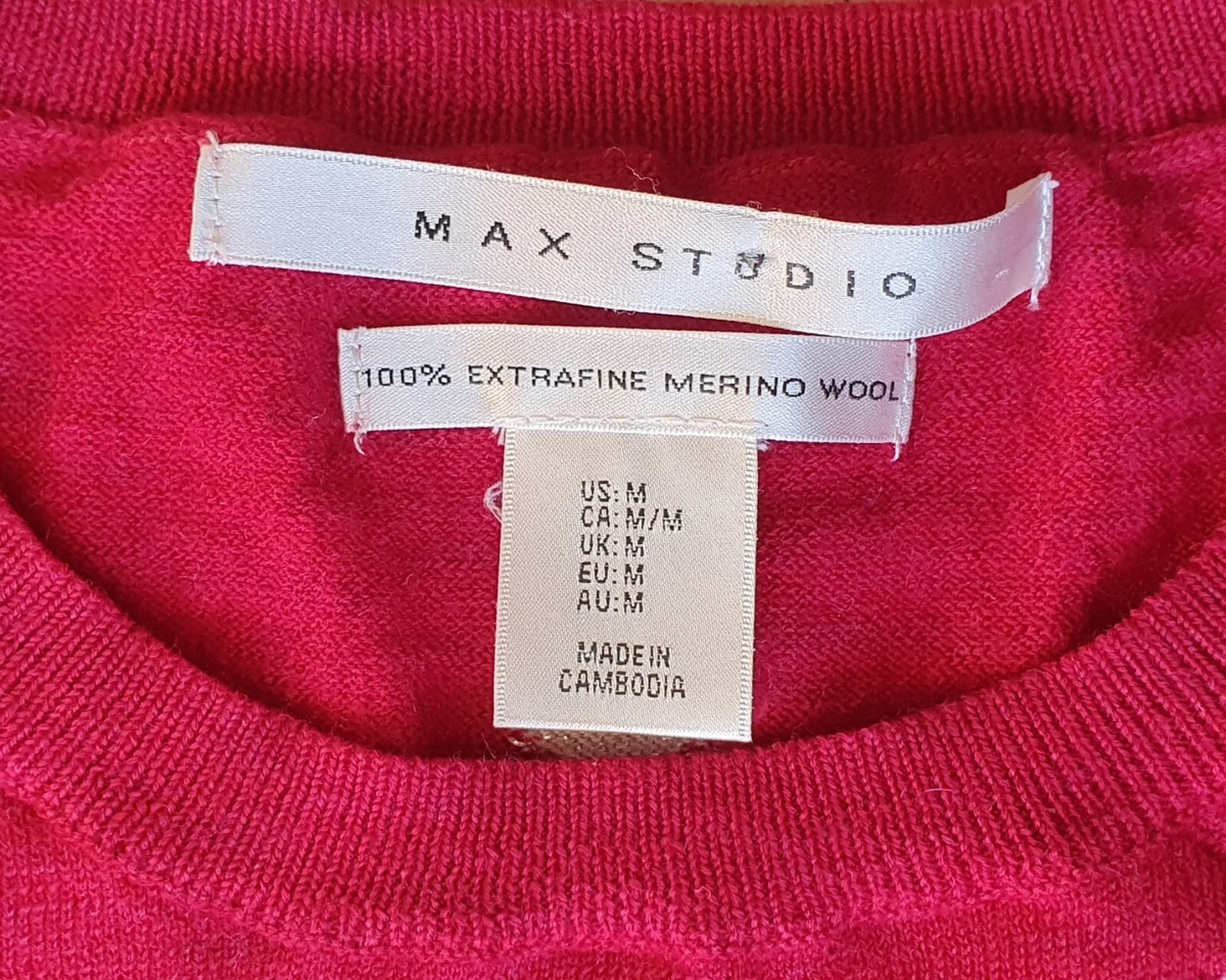 Ladies Jumper Max Studio 100 Fine Merino Red Wool with Silver