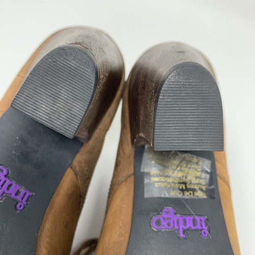 Indigo by Clarks Damen braun abgenutzte Leder Holz Absatz Stiefeletten, Größe 7,5, - Bild 10 von 12
