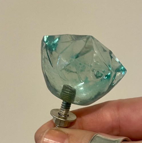 ANTQ Drawer Knob Blue-Green Faceted Round 8 point Glass Kitchen Cabinet Handle - Picture 2 of 20