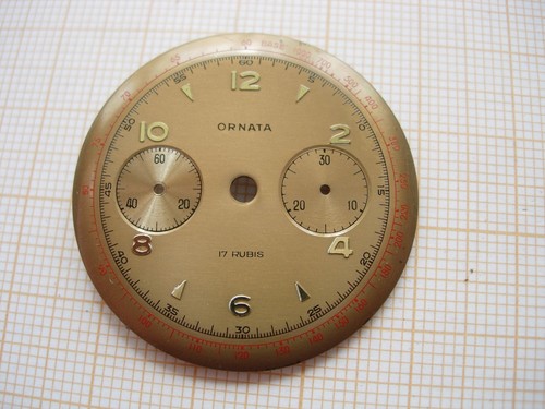 CADRAN DE MONTRE chronographe Hahn Landeron 248 - 32,50mm Index doré [NOS] EUR 34,90 - IT