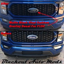 Matte Black Emblem Overlay Vinyl Decals For 2015-2023 Ford F150