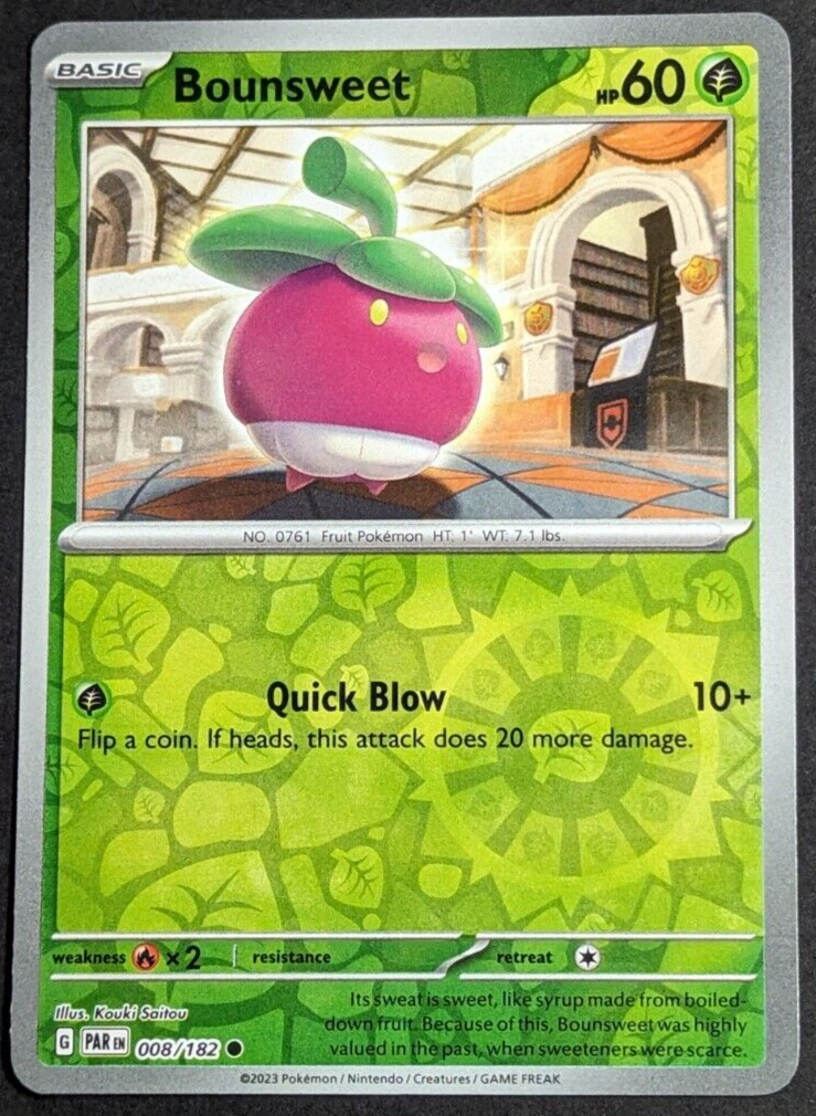 bounsweet pokemon card value Bounsweet Reverse Holo NM 008/182 Paradox Rift Pokemon Card