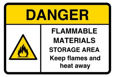 Schild Gefahr brennbare Materialien - PVC, Aufkleber oder Diabond