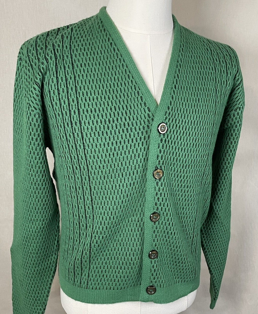 MALSON Vintage Green Cardigan Sweater Orlon Acrylic Medium