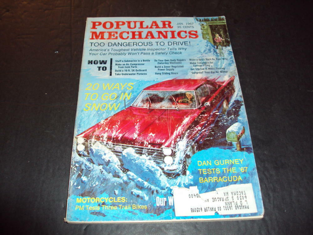 Popular Mechanics Jan 1967 Barracuda Test, Driving In Snow ID:50918