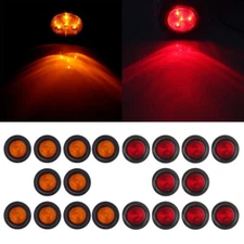 20x 2.5 inch Round Light Truck Trailer Side Marker Clearance Red Amber 4 LED New