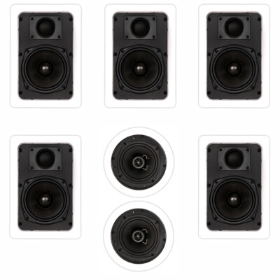 Theater Solutions TS-57 Flush Mount 7 Speaker Set In Wall Ceiling Home Theater