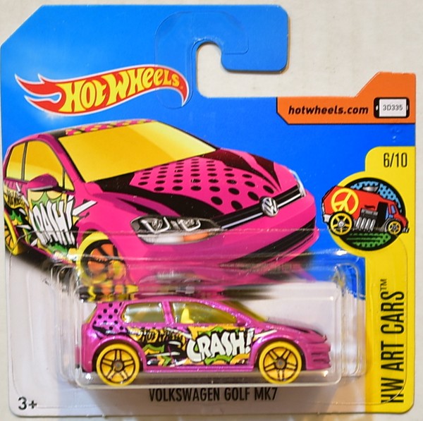 Hot Wheels 17 Hw Art Cars Volkswagen Golf Mk7 6 10 Pink Short Card Legateau In