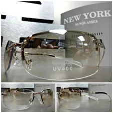 CONTEMPORARY MODERN CLUB RAVE COOL FASHION SUN GLASSES Silver Frame Clear Lens