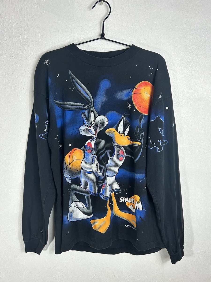 Vintage 1996 Space Jam Shirt Black Sz L Bugs Bunny Daffy Duck