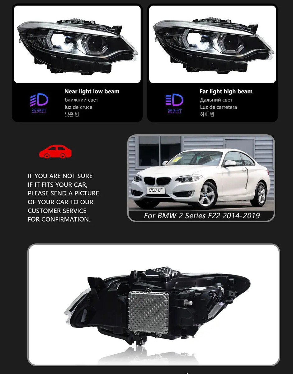 Headlight For BMW 2 Series F22 2014-2019 Sequential Turn Front